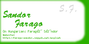 sandor farago business card